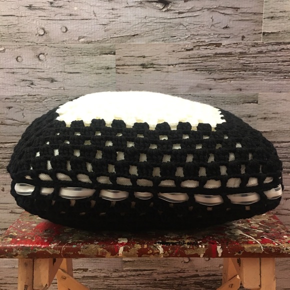 Handmade Black and White Granny Crochet -Style Throw Pillow - Picture 7 of 7